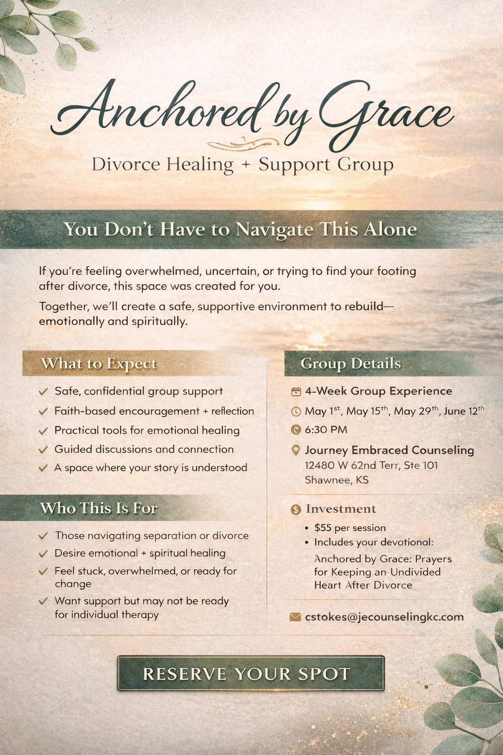 Anchored by Grace: Divorce Healing & Support Group Flyer